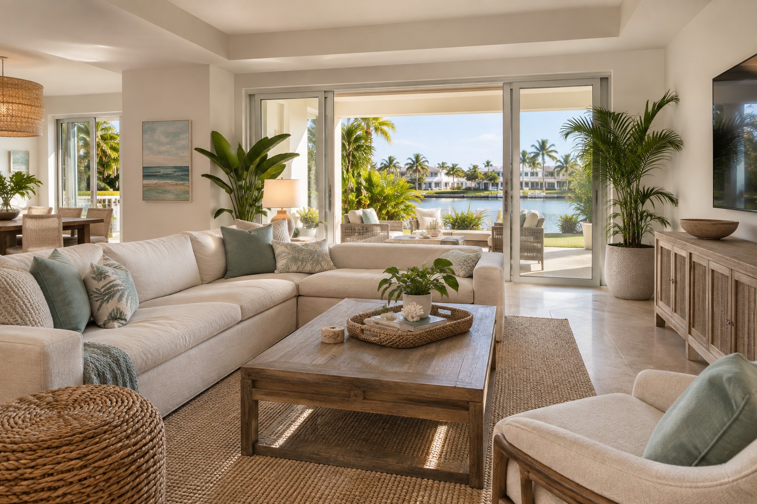 A cozy Fort Lauderdale living room, illustrative